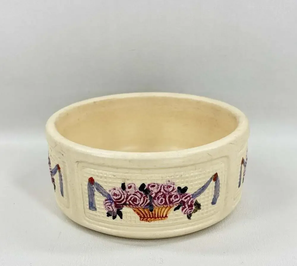 Weller Art Pottery DuPont Roma Pattern Embossed Floral Bowl